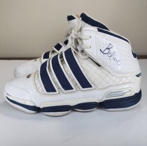 Adidas Sneakers White Leather w/ Blue Trim Barely Worn Men's Size 6.5